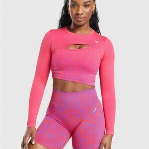 Gymshark Adapt Safari Seamless Faded Long Sleeve Crop Top Women’s Size Large